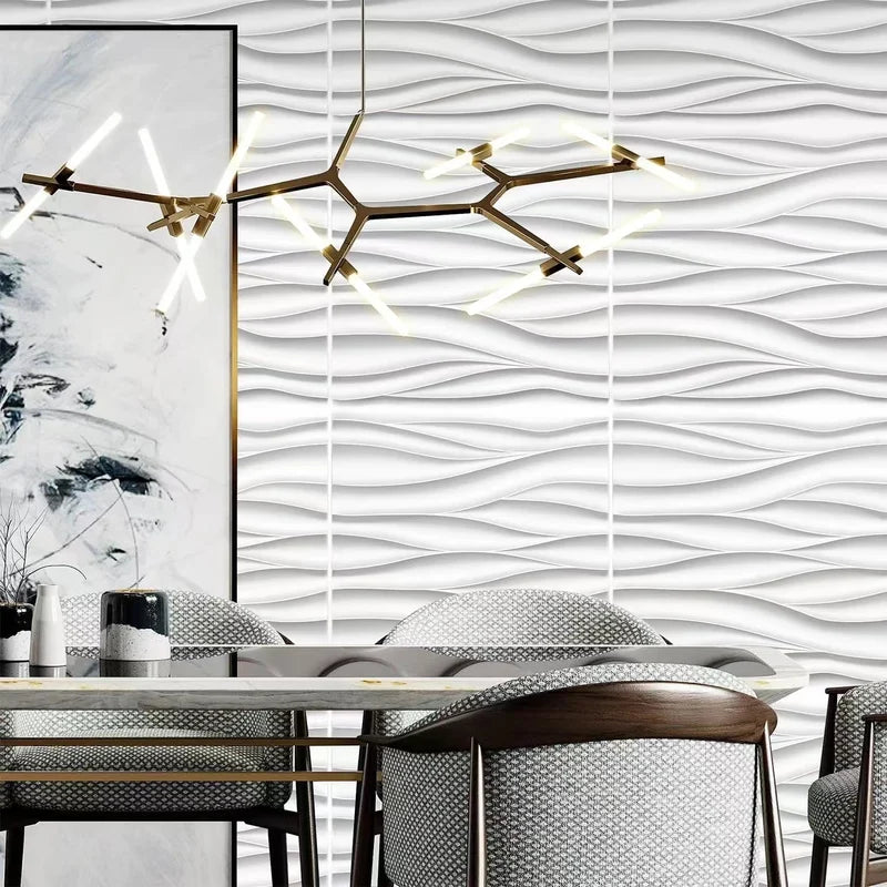 3D Wave Textured Wall Panels - Paintable Interior Wall Decor 30x30cm