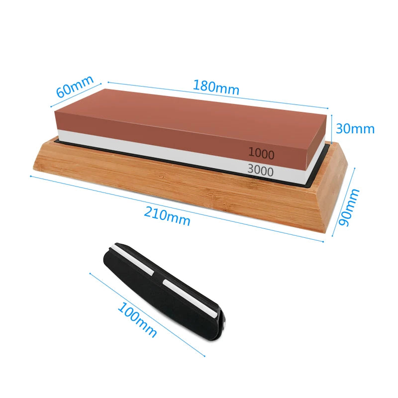 2in1 Knife Sharpening Stone Set with Double-Sided Whetstone and Non-Slip Base