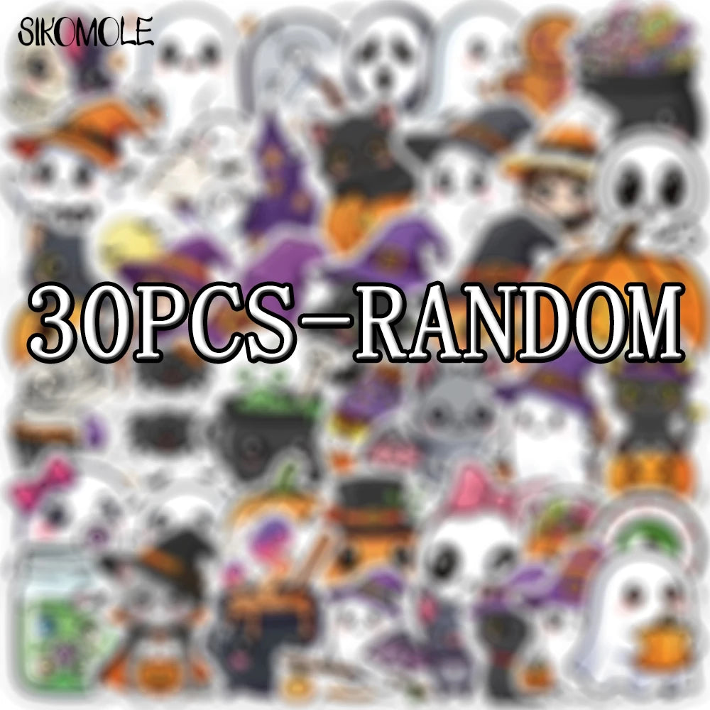 Halloween Ghost Pumpkin Stickers 10/30/50pcs Cute Kawaii DIY Phone Laptop Decor