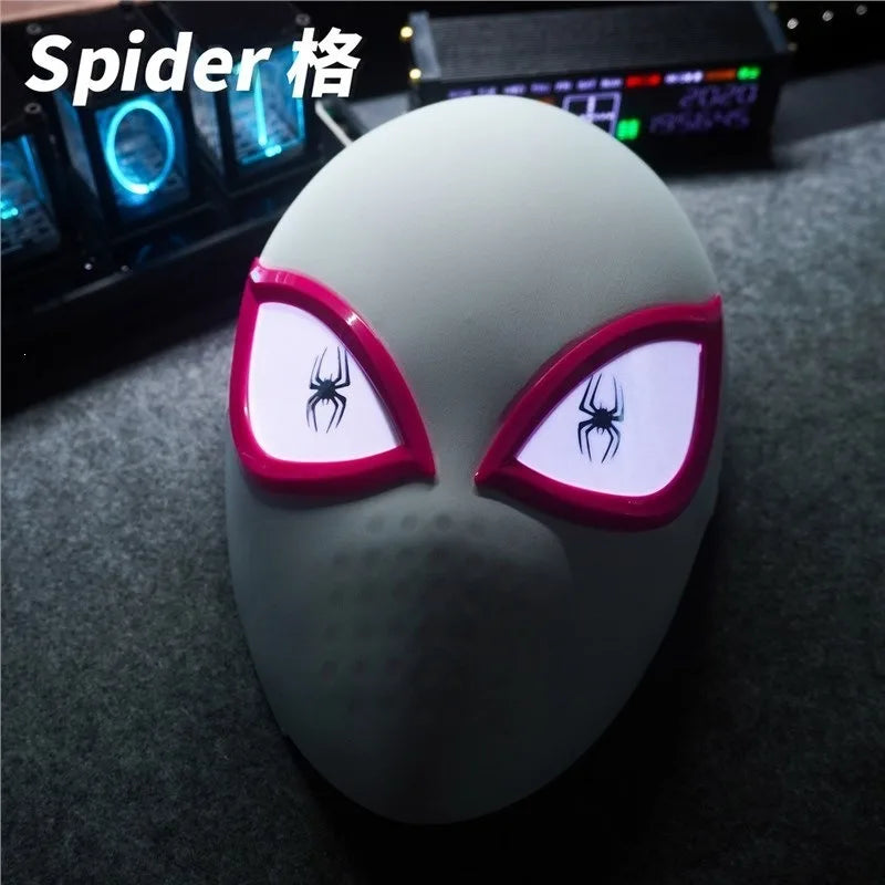 1:1 Life Size LED Superhero Mask Full Face Cosplay Helmet with Light Up Eyes