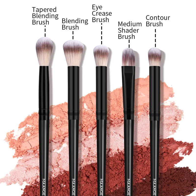 5-Piece Eye Makeup Brush Set for Eyeshadow & Contouring - Synthetic Hair