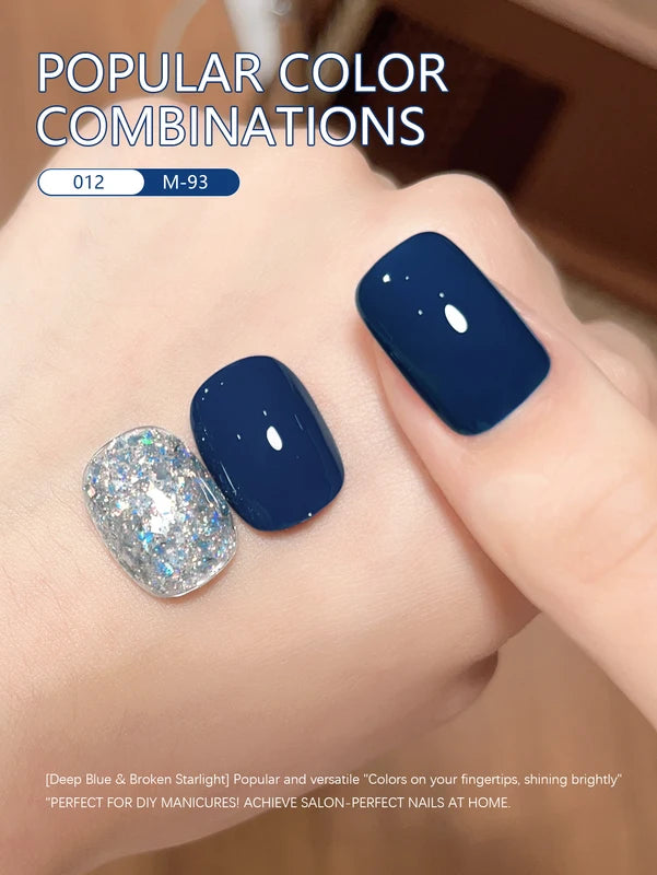 2Pcs 15ml Blue Gel Nail Polish Set - Semi-Permanent UV & LED Polish Kit