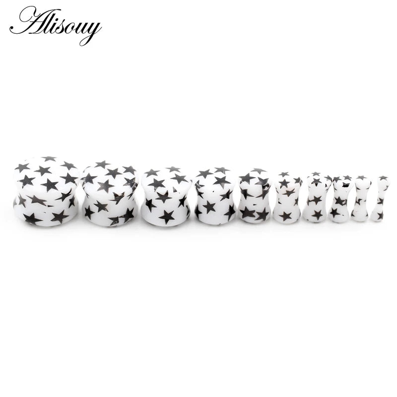 2PCS Acrylic Star Flared Ear Gauges Plugs Body Jewelry with Multiple Sizes