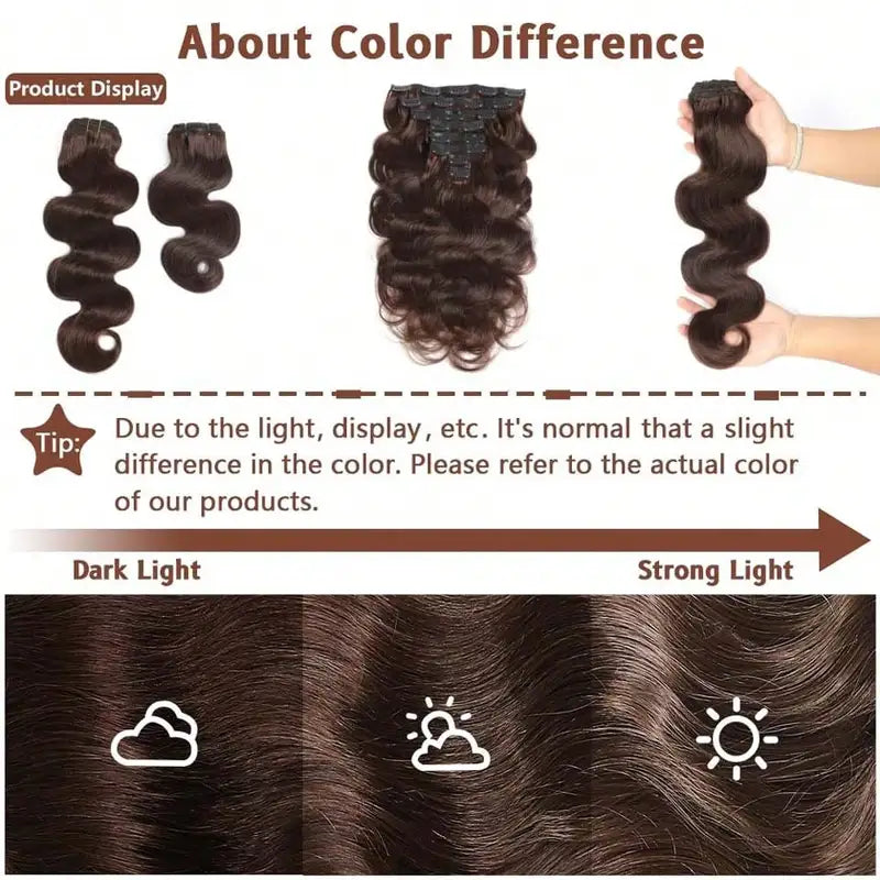 Clip In Body Wave Hair Extensions - Unprocessed Human Hair, 16-22 Inches, 120g