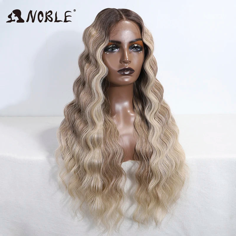 Wavy Lace Front Wig for Women 28 Inch Body Wavy Synthetic Cosplay Hair