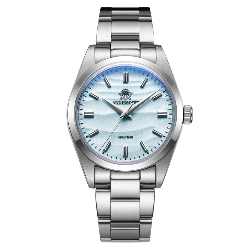 Men's Quartz Watch Bubble Mirror Glass Waterproof 100M Business Dress Watch