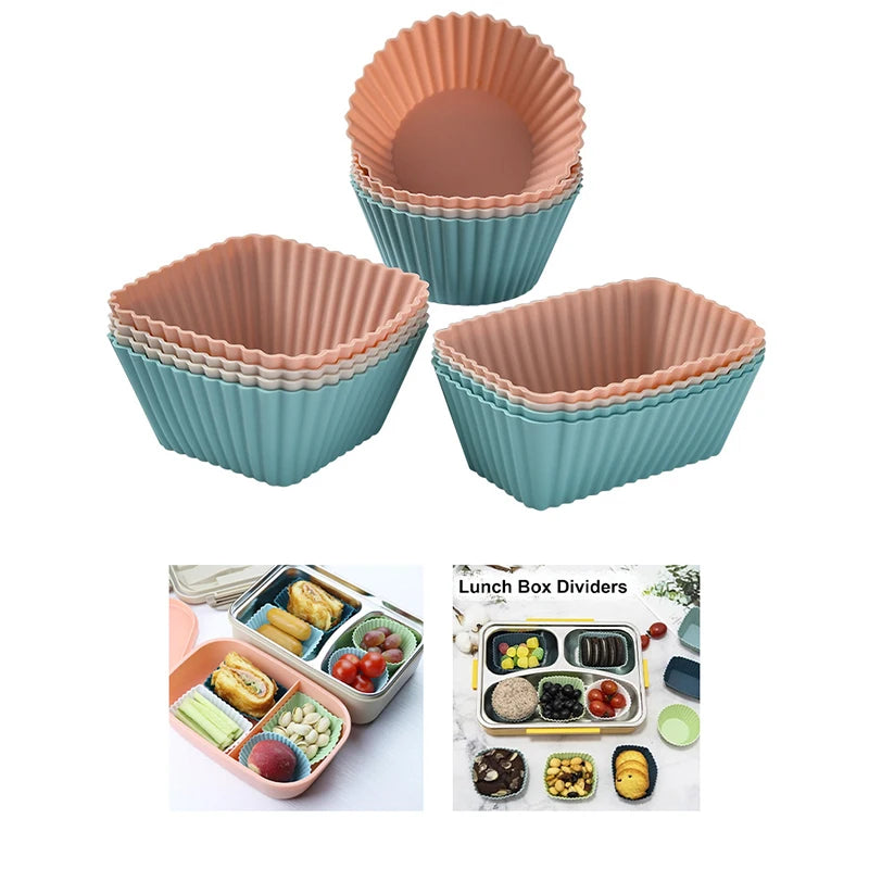 Reusable Silicone Cupcake & Muffin Liners Set - Non-Stick Baking Molds, 12 Pcs