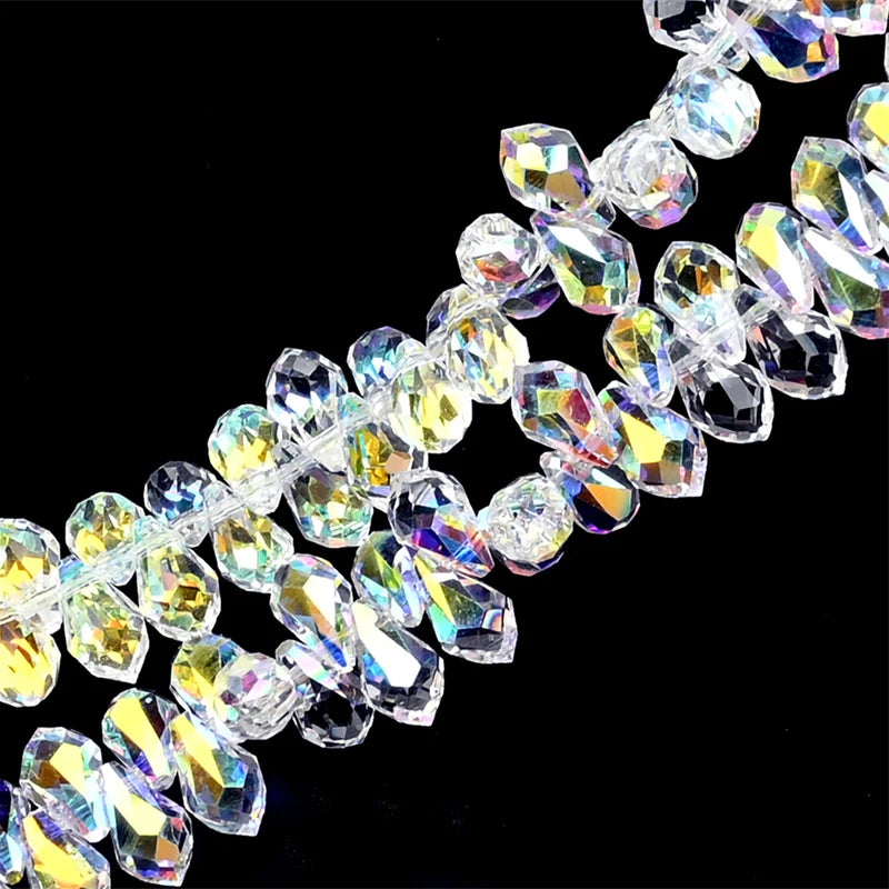 Glass Beads 5x8mm Tear Drop Shape Loose Spacer Beads for Jewelry Making - 30 pcs