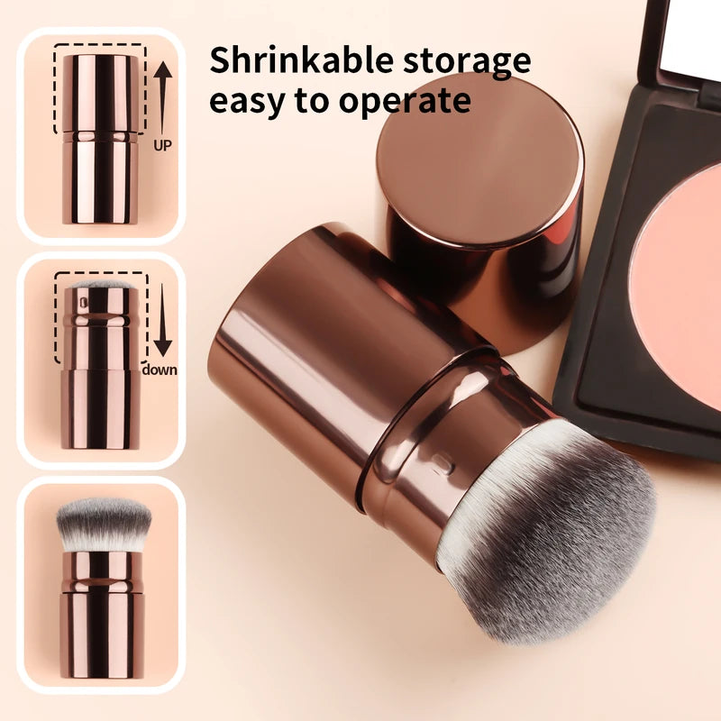 Retractable Makeup Brush Kabuki Foundation Blush Powder Contour Brush Portable