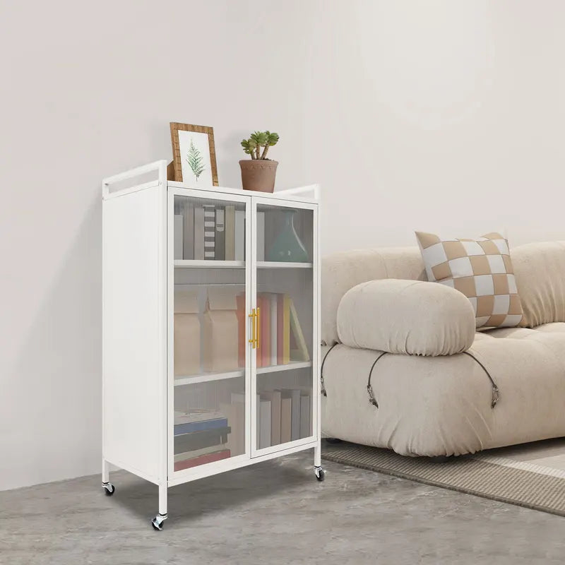 4-Tier Steel Storage Cabinet with Adjustable Shelves & Magnetic Doors for Kitchen Office