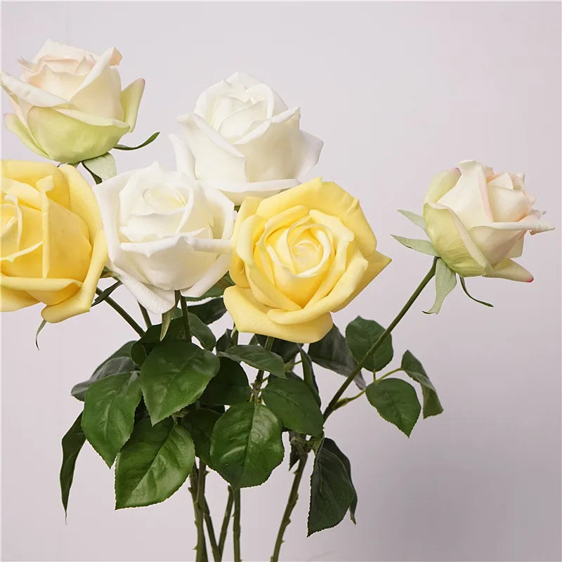 Artificial Moisturizing Rose Flowers Set for Wedding Bridal Decor - Real Touch Faux Flowers