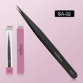 Professional Eyelash Tweezers for Lash Extensions - Black Fiber Tip Makeup Tool