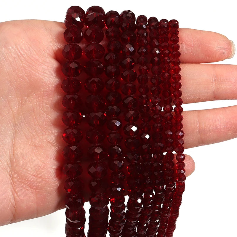 Glass Beads for Jewelry Making - Pomegranate Red Faceted Crystal Loose Beads