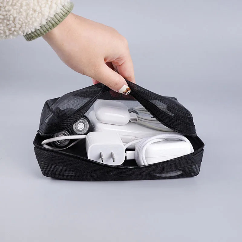 Mesh Makeup Bag Set for Travel - Portable Cosmetic Organizer for Women