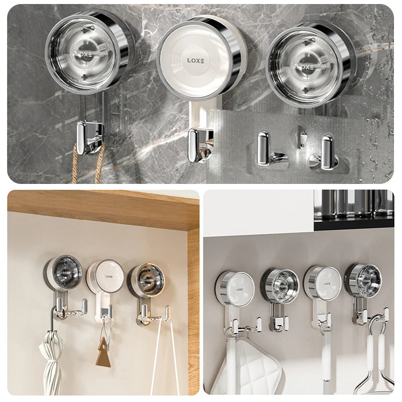 Vacuum Suction Wall Hooks - No Punch Door Hangers for Bathroom & Kitchen Storage