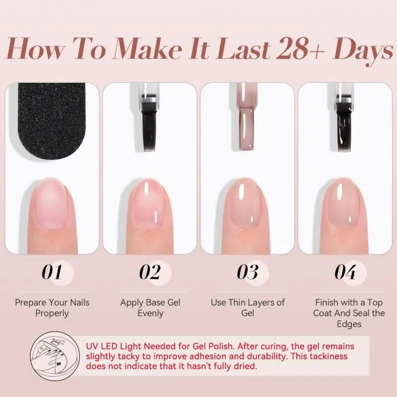 10ml Gel Nail Polish - Transparent Pink, Nude, Red & More for Salon & Home