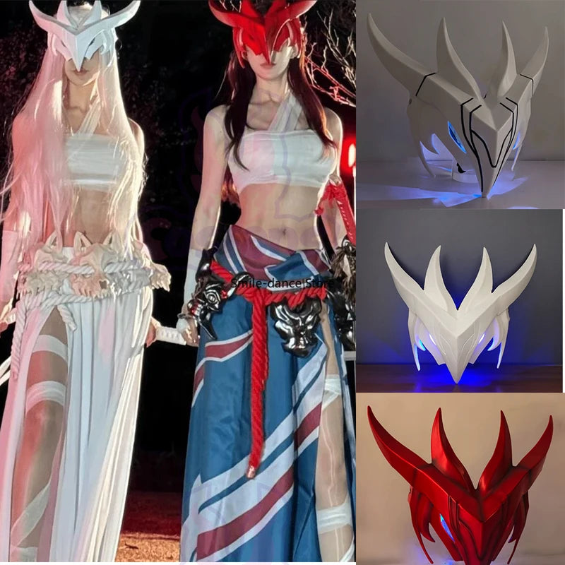 Halloween Yone Mask Cosplay Costume Accessory Resin Luminescent Mask for Game League of Legends