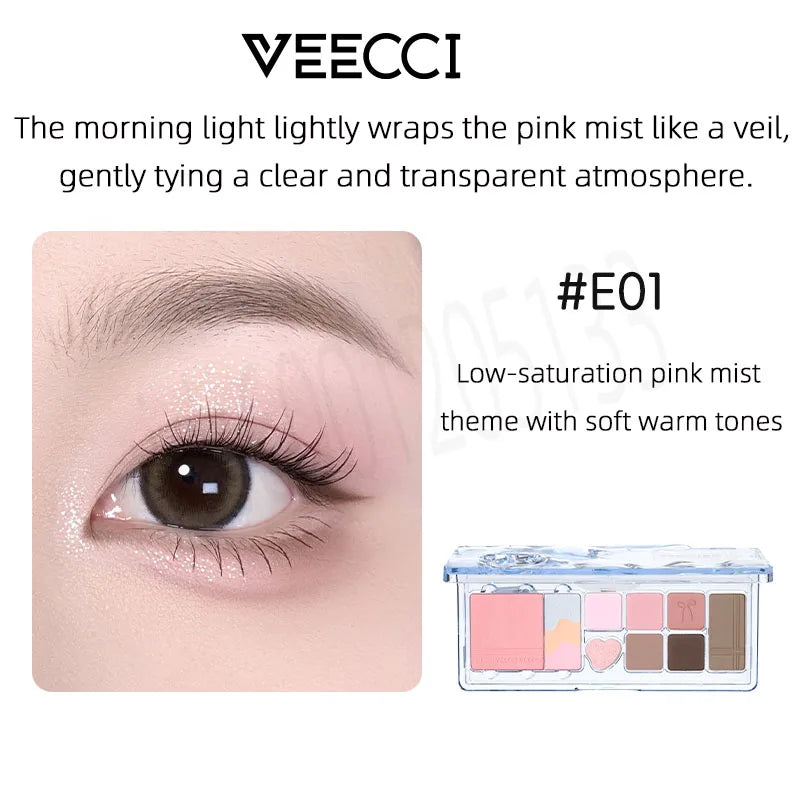 Highlighter Eyeshadow Palette 11-Color Waterproof Glitter & Matte Makeup