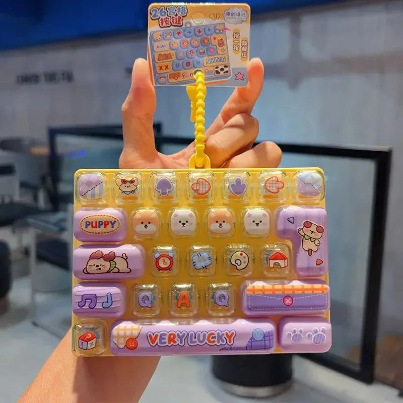 26-Key Cartoon Keyboard Keycap Set - Stress Relief Fidget Keychain & Bag Charm