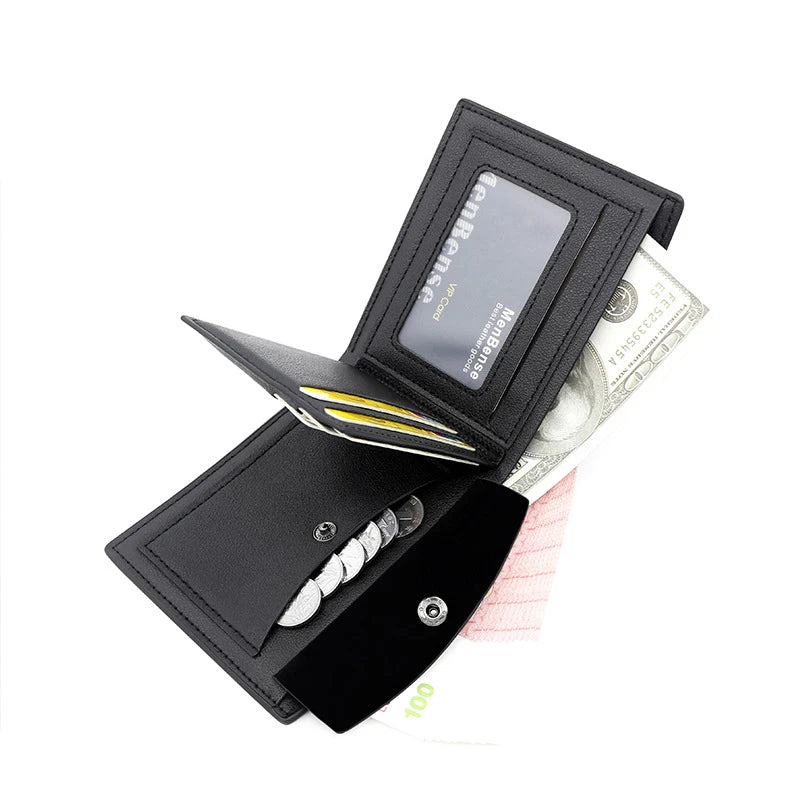 Slim Men Wallets with Zipper Card Holder - Short PU Leather Coin Purse