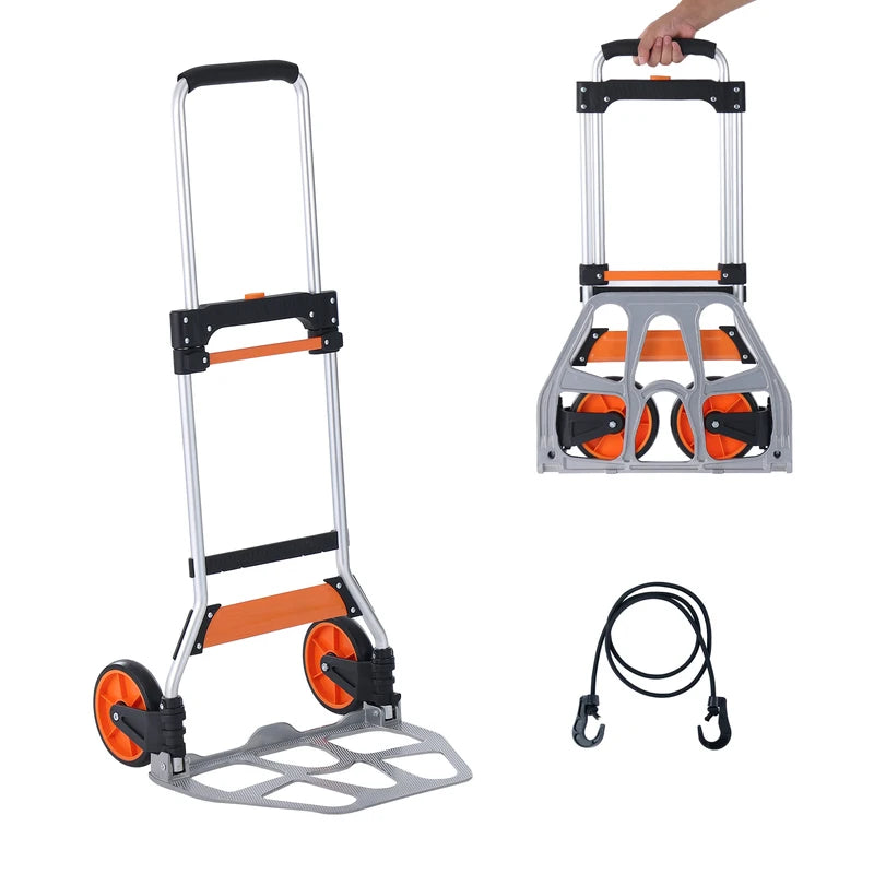 Heavy Duty Folding Hand Truck Cart Dolly with Telescoping Handle and Rope - 176/275/309 lbs Capacity