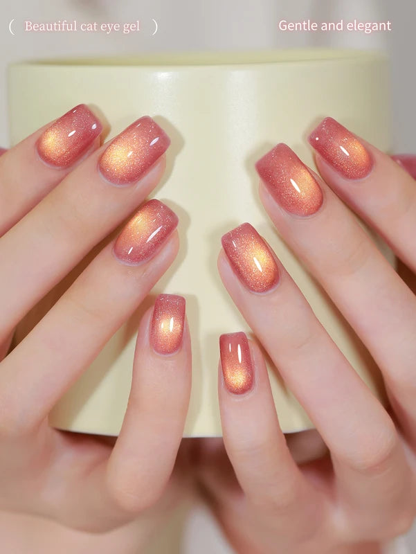 Pink Cat Eye Nail Gel Polish 15ML Semi-Permanent UV LED Nail Art for Women