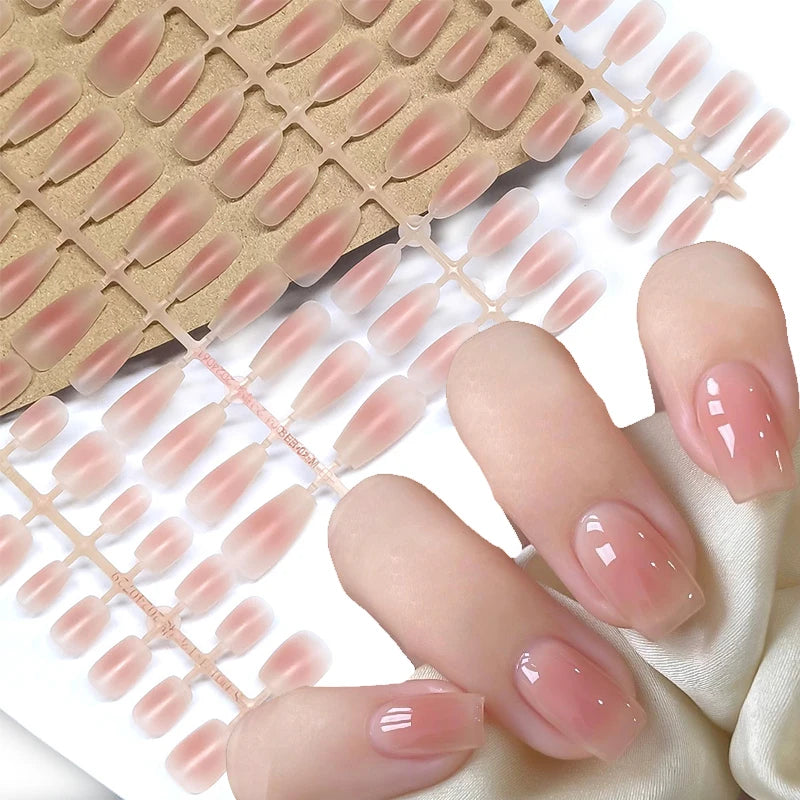 30Pcs Nude Color Fake Nail Sets - Press On Full Cover Nail Tips for Manicure