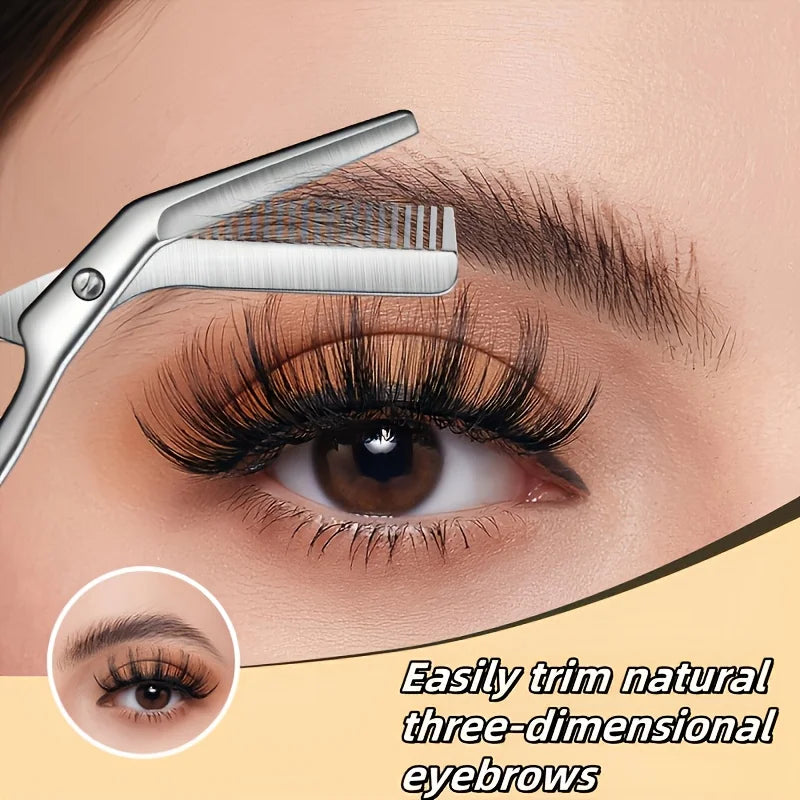 Eyebrow Scissors with Comb & Razor - Stainless Steel Facial Hair Remover for Women