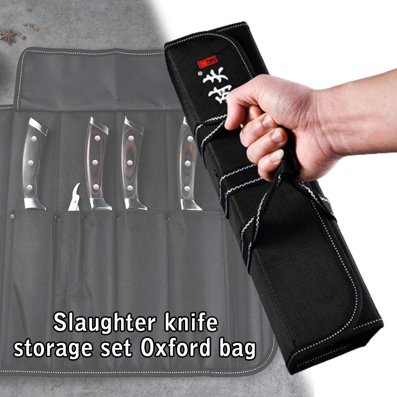 Portable Chef Knife Storage Bag Oxford Fabric Roll Case for Kitchen & Camping