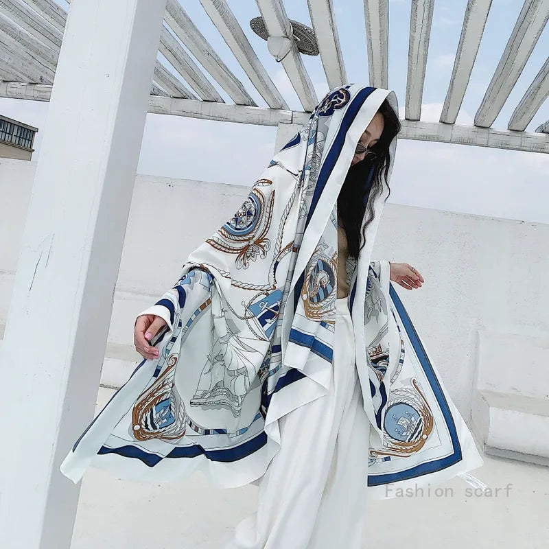 Summer Beach Scarf - Oversized Silk Wrap for Travel & Beach