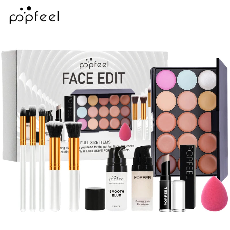 Face Makeup Set 10-Piece Foundation Concealer Brush Kit for Flawless Look