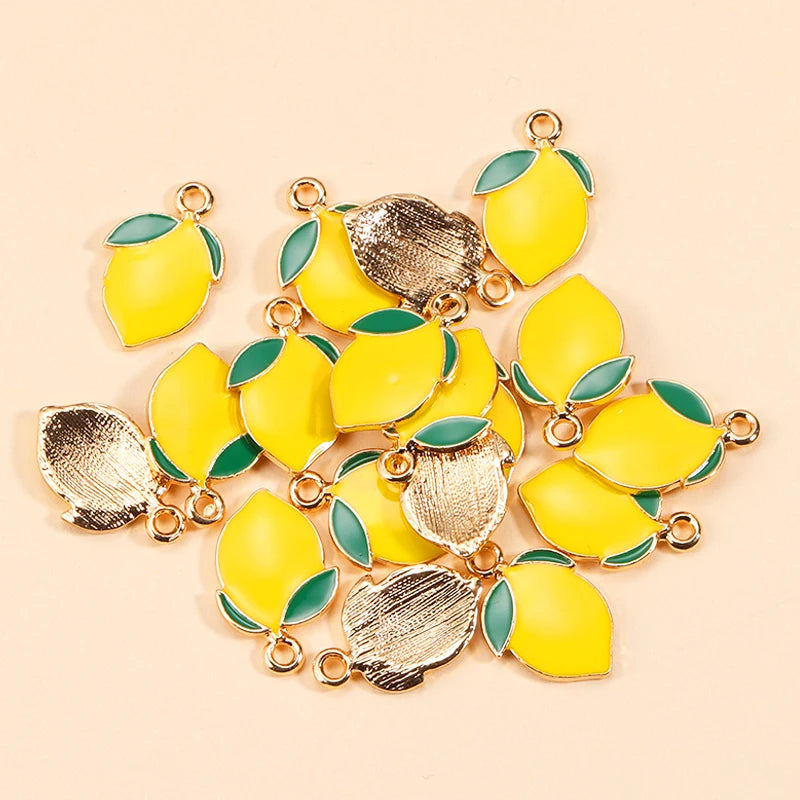 10Pcs Alloy Enamel Lemon Charm for Jewelry Making DIY Necklace Earrings Charms