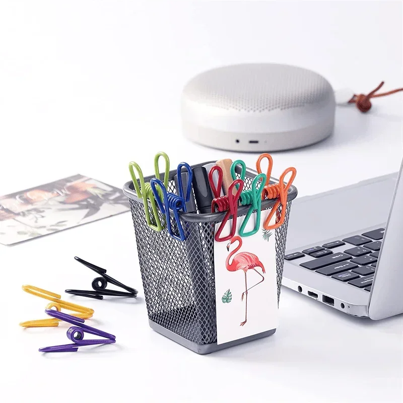 10-100Pcs Multi-Purpose Steel Chip Clips PVC-Coated Food & Clothes Clamp