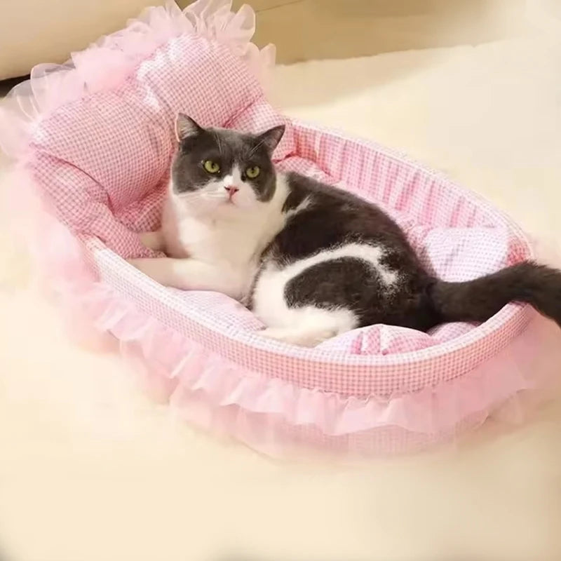 Pet Cat Nest Bed - Soft Washable Cozy Sleeping Bed for Small Cats & Dogs