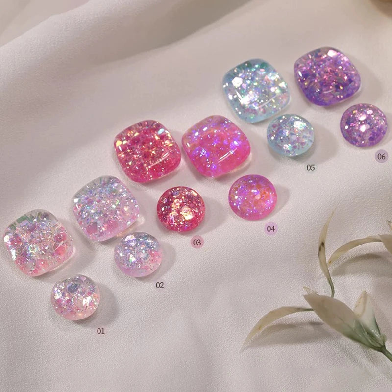 12-Piece Sparkling Gel Nail Polish Set with Glitter & Sequins - All Colors