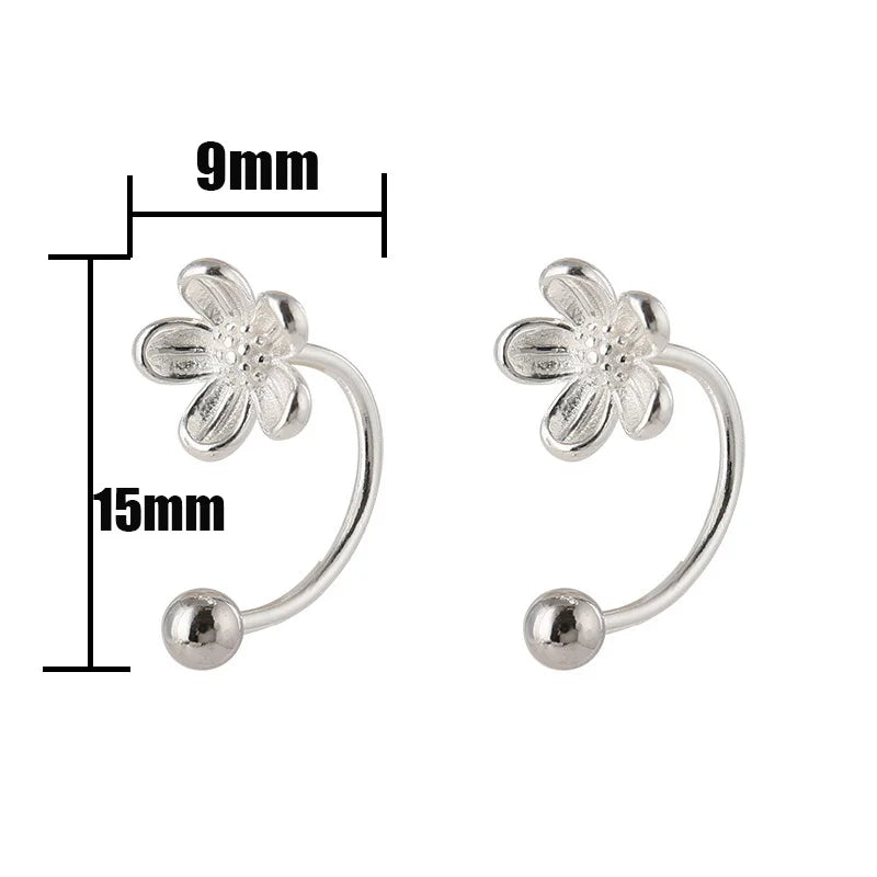 Sterling Silver Flower Stud Earrings for Women Minimalist Jewelry Light Luxury