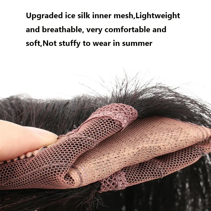 Clip-In Straight Silk Top Wig with Bangs for Women - Real Human Hair, Blonde