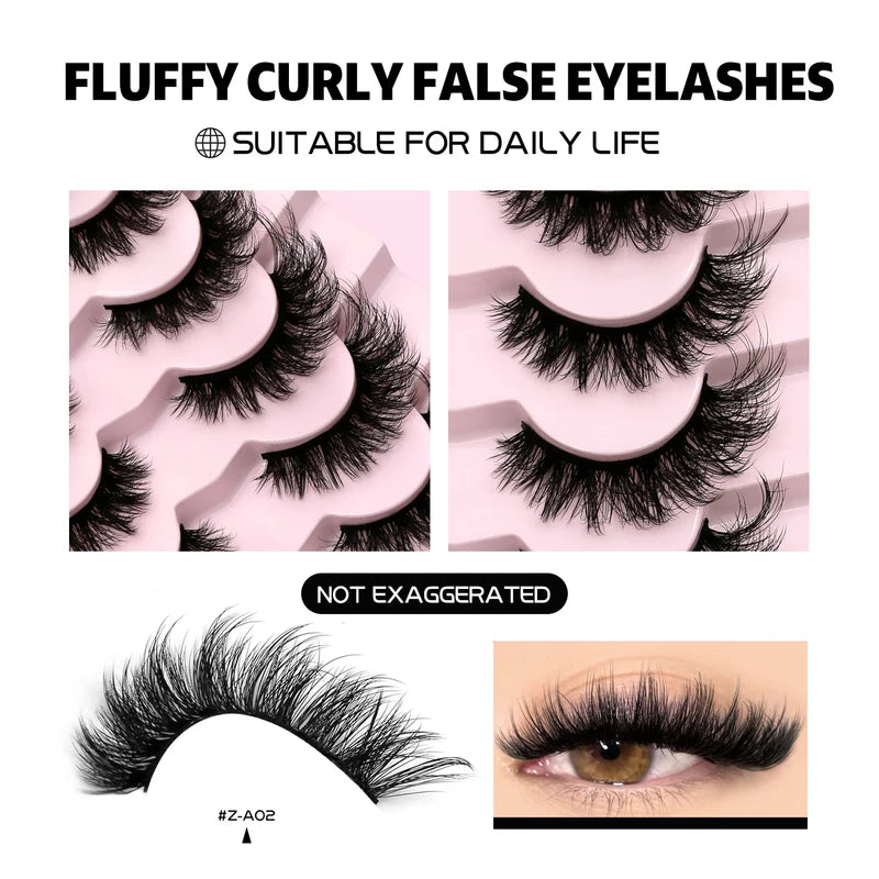 3D Mink False Eyelashes - Fluffy Volume Cat Eye Strips for Natural Glam