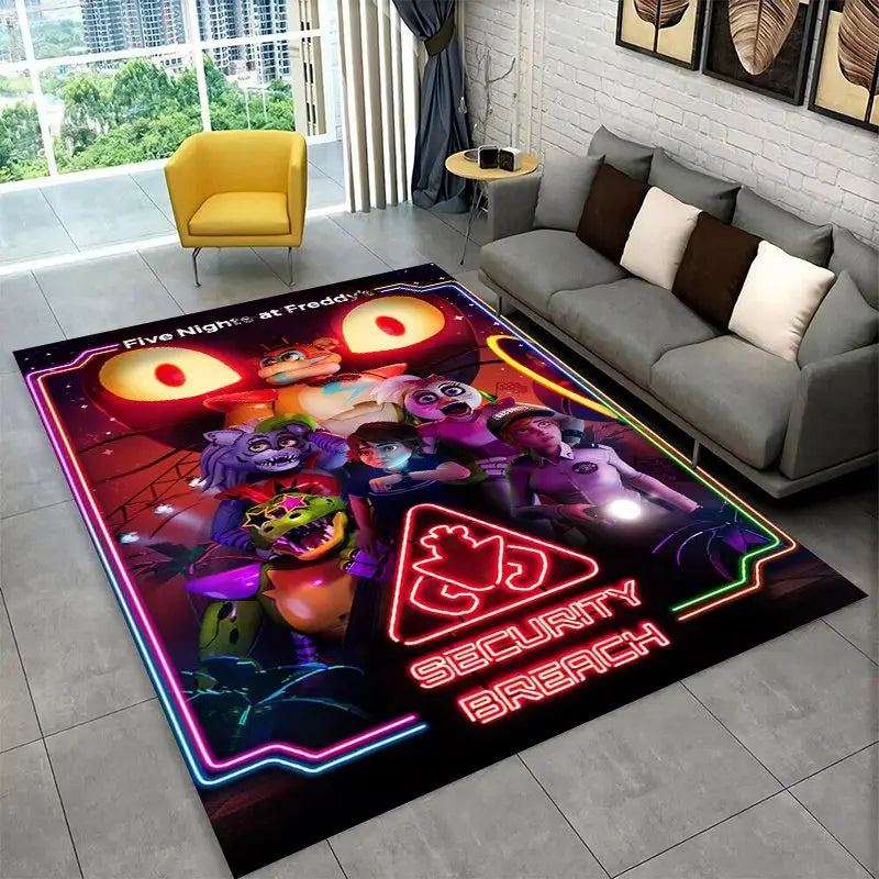 Horror Game FNAF Freddy Non-Slip Area Rug for Living Room Bedroom Playroom Home Decor