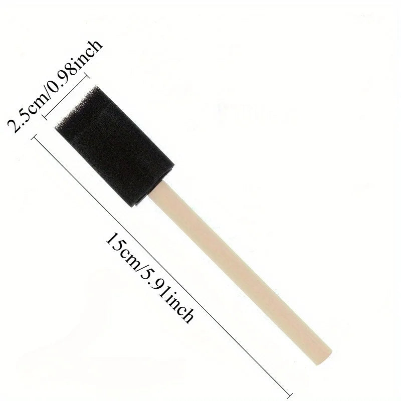 Wooden Handle Foam Paint Brush - Sponge Brush for DIY Painting & Dyeing