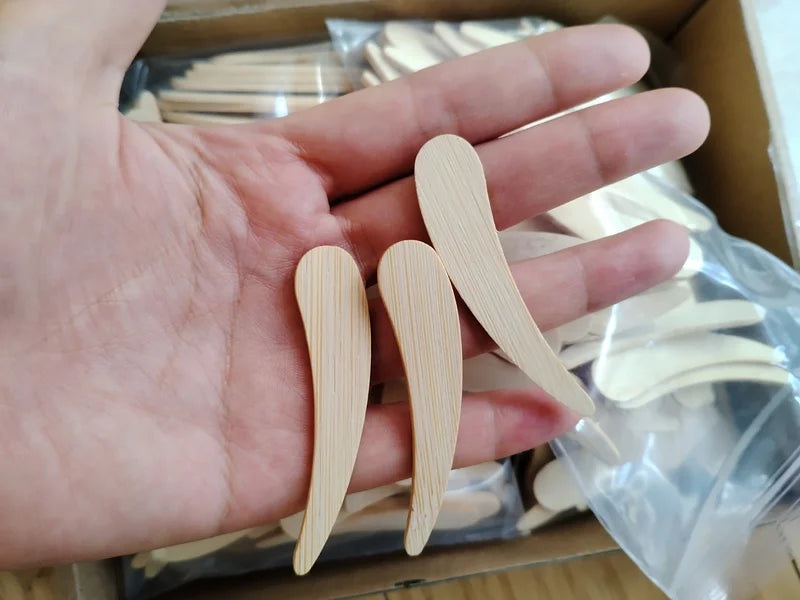 Mini Bamboo Mask Spatulas 50 Pcs Eco-Friendly Cosmetic Application Spoons