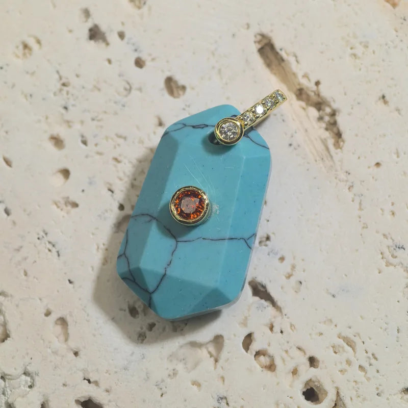 Faceted Natural Stone Pendant for Necklace Jewelry Making with Zircon Charms