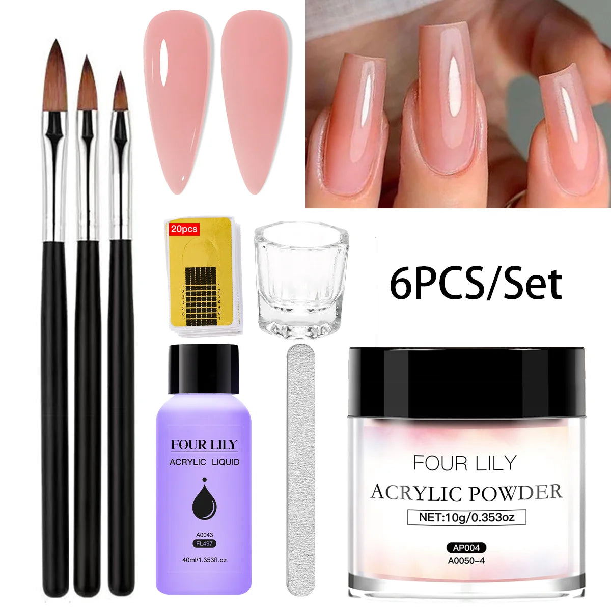 Acrylic Nail Kit with Powder & Liquid Set for Extension & Carving - Multiple Colors