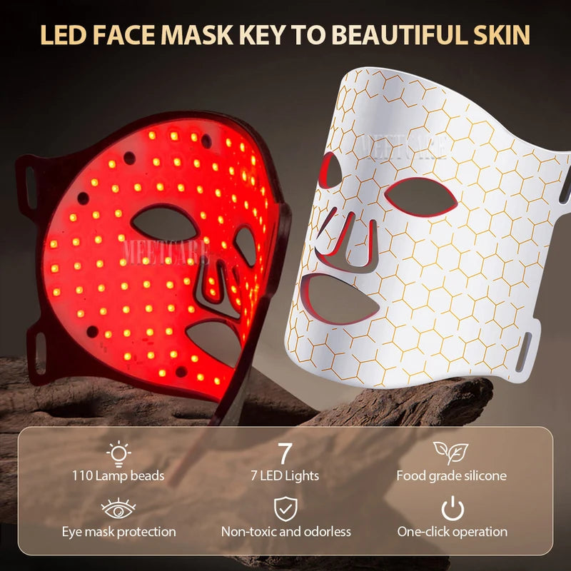 7 Colors LED Face Mask with Silicone Gel for Skin Rejuvenation & Oil Control