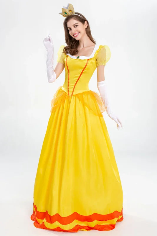 Princess Peach Costume Women Cosplay Dress Up Halloween Party Fancy Dress