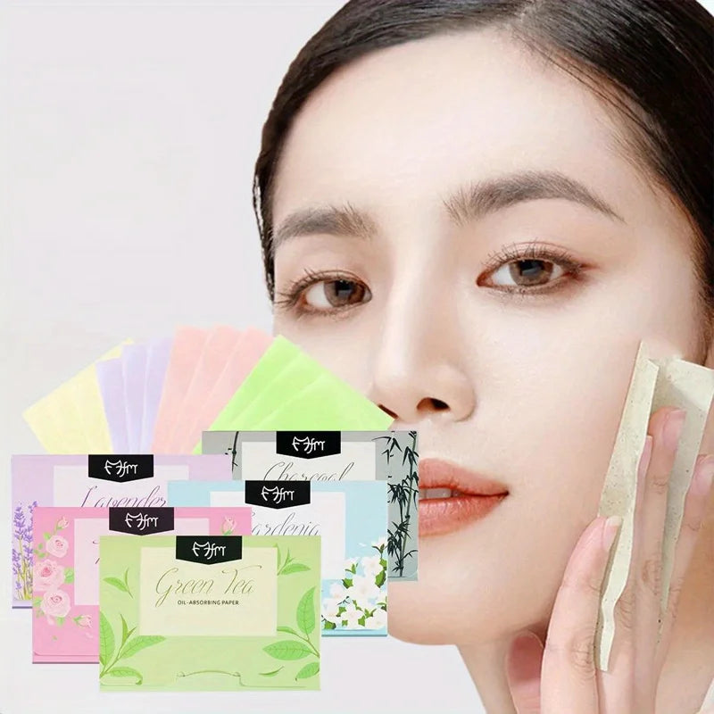 Portable Facial Oil Blotting Papers - Oil Control & Shine-Reducing Sheets