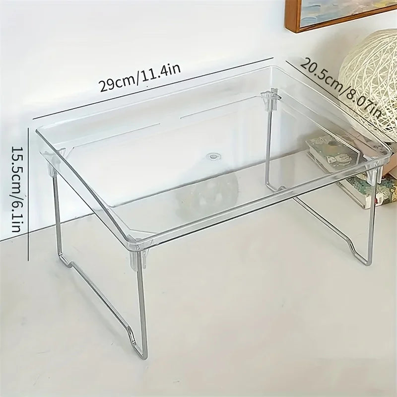 Clear Acrylic Desktop Organizer - Foldable & Stackable Storage for Office & Kitchen
