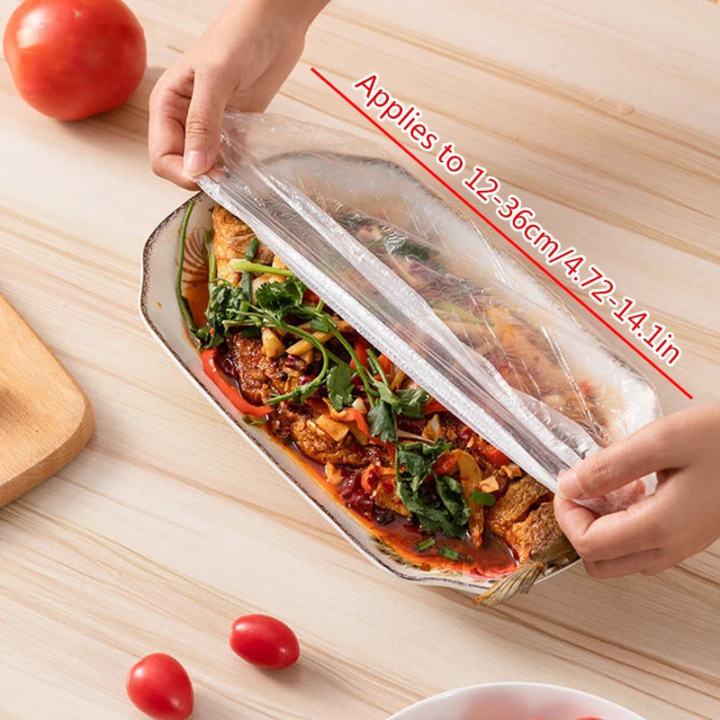 Food Storage Cling Film Cover - Elastic, Reusable, Food Safe, 100/200 Pcs