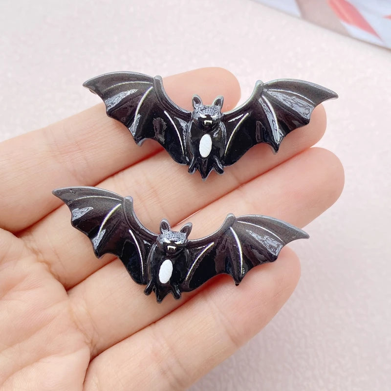 Colorful Halloween Pumpkin Ghost Bat Resin Scrapbook DIY Jewelry Hairpin Decor Set - 10 Pieces