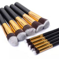 Professional Makeup Brush Kit - 10 Pc Contouring Kabuki Brushes for Face & Eyes